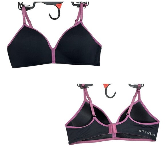 SPYDER NWT $68 2 Piece Lightly Padded Comfort BraS Purple and Black Women's 34B - Picture 6 of 9